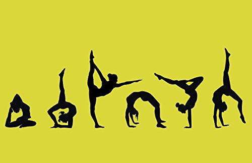 Easma Girls Gymnastics Wall Sticker Sport Vinyl Art Wall Decals Art Kids Room Home Wall Decor Set Of 6 (15.75”H X 47.25”W) #TOP2