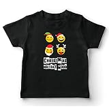 lepni.me T-Shirt pour Enfants Humeur des Vacances de Noël Emotion Amusante Père Noël, Lutin, Renne (5-6 Ans Noir Multicolore)