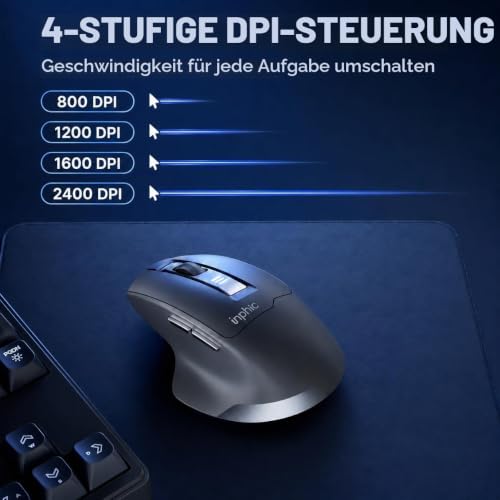 inphic M9 Kabellose Maus, 2.4G, Aufladbar, 500 mAh Akku mit Batterieanzeige – Ansicht 6
