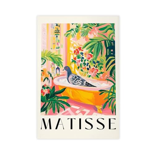 Poster pigeon baignoire 61x91 cm : déco humour pour égayer votre salle de bain