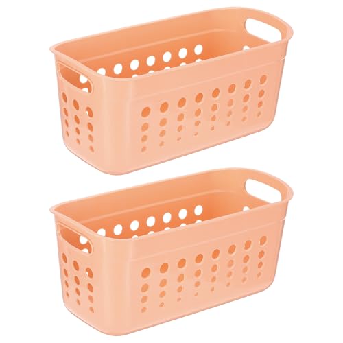 Panier de rangement empilables plastique orange 33x17x16cm lot de 2 bacs