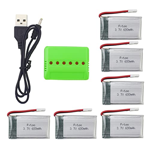 Fytoo 6PCS 3.7V 600mah Lithium Battery &1pcs Balance Charger