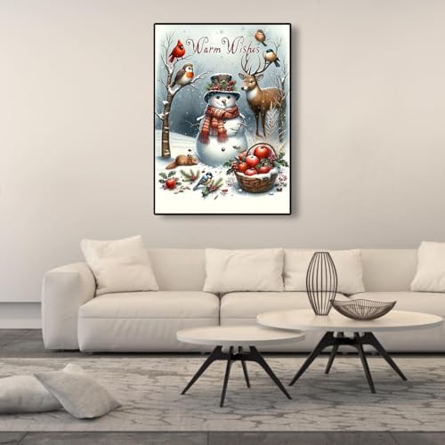 CHWGLFGG Christmas Snowman Diamond Art Kits for Adults Beginners, DIY 5D Full Round Drill Diamond Painting Kits Deer, Paint by Diamonds Dot Gem Art Crystal Cardinal Easy,Home Wall Decor 12 X 16 Inch - Thumbnail 5