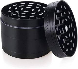 Herb Grinder 4 Parts 40mm or 4 Parts 50mm Zinc Alloy Grinder with Chamber and Pollen Catcher Premium Grinder with Magnetic Top for Dry (4 Part 40mm Black)