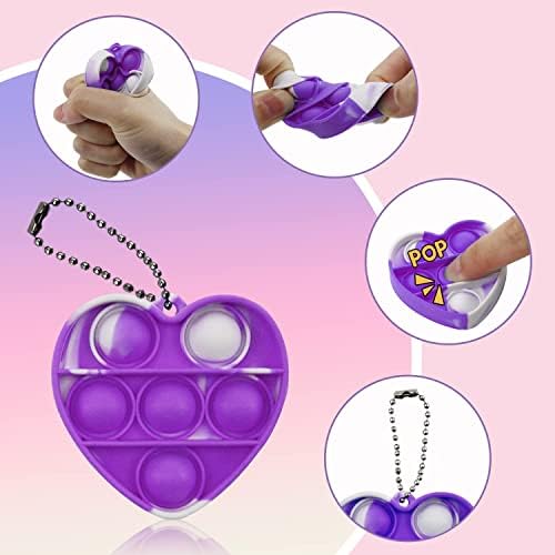 27 Pcs Mini Pop Keyring Fidget Toys, Party Bag Fillers for Kids, Silicone Fidget Keychain Poppet Bubble Anxiety Stress Relief Sensory Toys for Adults, Kids Classroom Exchange Gifts for Boys and Girls