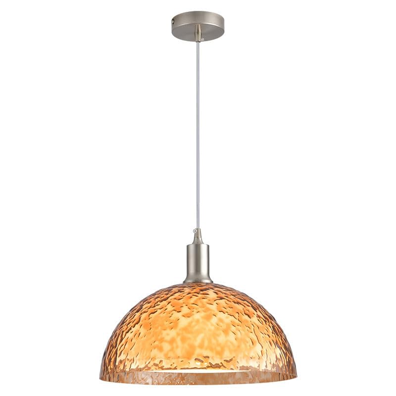Suspension dôme orange moderne pour illuminer efficacement un îlot de cuisine sombre