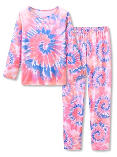 Image of Beezizac Girls Pajamas Cute Print Short /Long Sleeve Pants Set Size 6-18 | Soft Stretch Poly Blend, Comfy Crewneck, Elastic Waist Pants, Everyday & Holiday Sleepwear for Big Girls, Tweens & Teens