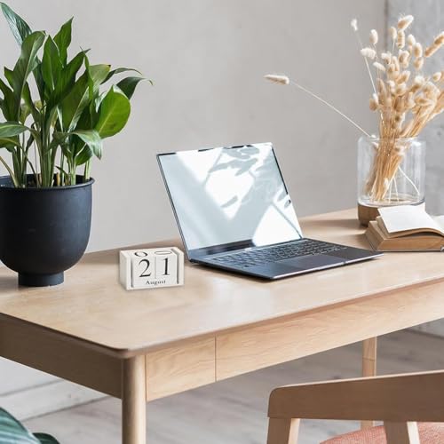 Holz Tischkalender, Dauerkalender, Holzkalender, Countdown Würfel, Tischkalender, Geeignet für Wohnzimmer, Arbeitszimmerdekoration, Büroschreibtisch, Café, Restaurantdekoration, Weiß