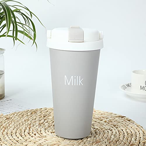 Tasse de Voyage Acier Inoxydable avec Paille et Couvercles, Tasse à Café de Voyage Verres à Boire Sous Vide à Double Paroi pour le Camping la Randonnée Cover