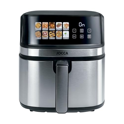 Jocca - Freidora sin aceite 8L con display digital a color | 9 programas automáticos | Doble resistencia | Función descongelar | Air fryer con temporizador y temperatura ajustable