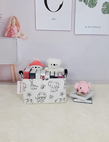 Queenlala Rectangular Laundry Hamper/Foldable Nursery Laundry Basket For Organizing/Storage Bin Baskets/Children Toy Office Bedroom/Toy Bin Closet Shelf Baskets（Rec-Zoo） #TOP5