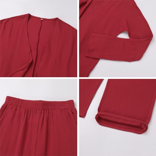 Image of Open Abayas Kimono Muslim Women Cardigan Maxi Dress and pants Set Islamic Clothing Dubai Saudi Robe
