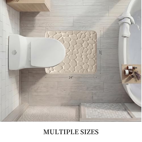 YIHOUSE Memory Foam Bath Mat Cobblestone Bathroom Rugs Super Water Absorbent Bath Mats for Bathroom Machine Washable Bath Rugs(20 x 24,Khaki) - image 7