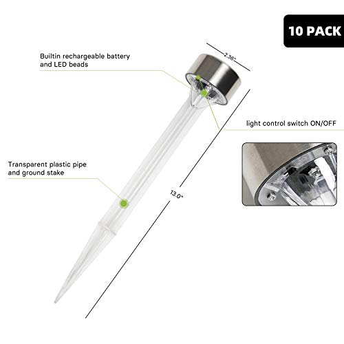 Grand Patio Solar Landscape Lights Transparent Decorative Waterproof, 10 Pack Solar Powered Pathway Lights, Weather-Resistant Outdoor Lighting For Yard, Garden, Pool, Warm White #TOP2