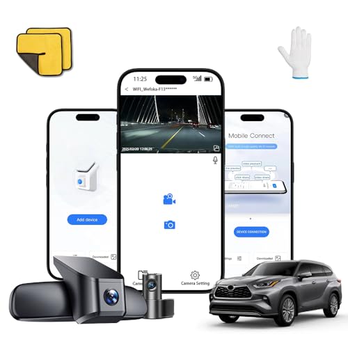 Wefoka Front 4K Dash Cam for 2020-2025 Toyota Highlander LE Limited L XLE XSE Platinum (Gen4/UX70), OEM Look, Dual HD Video, WiFi & APP, Loop Recording, G-Sensor, Easy to Set, 128GB Card (F10pro)
