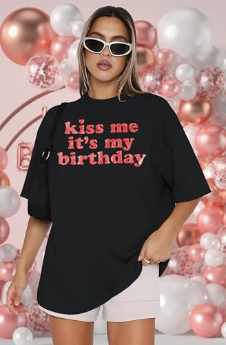 Happy Birthday Shirts for Women It's My Birth-Day Sequin Shirt Birthdays Girl T-Shirt Oversized Summer T Shirts (Black1,Large) — view 2