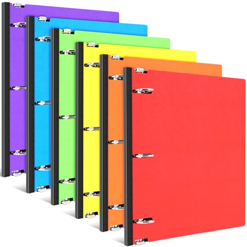 INFUN 1 Inch Telescoping 3 Ring Binder, 6 Pack– Portable Plastic Binder with Telescoping Spine, Holds 8.5
