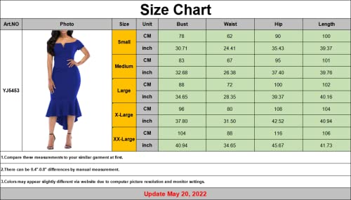 Yajedo Fishtail Formal Dress For Women High Low Short Sleeve Bodycon V Neck Cocktail Dresses (Blue Small) #TOP6