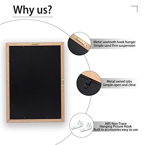 Image of ELSKER&HOME Picture Frame-Made for 2 x 8.5x11 Inch Documents or 14x20 Inch Photos with Black Mat & Golden Rim (Double Mat, Wall Mount, Wood & Plastic) | Black Mat with Golden Rim Made for Certificates&Document for 14x20 Inch Without Mat for Document Certificate