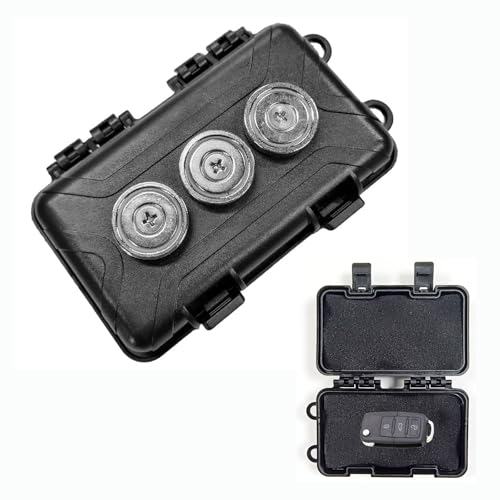 Boîte à clés magnétique pour cacher une clé à l'extérieur avec 3 aimants puissants en néodyme - Coque rigide durable - Parfaite pour le rangement...