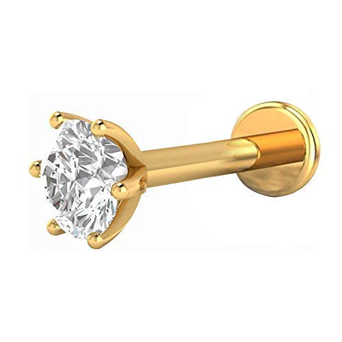 Hope Gems & Jewels™ Round Shape White Diamond 14K Pure Yellow Gold Nose Pins Studs,Diamond Nose Pins For Women And Girl (3.5MM) (B08LNXQN81) Amazon Price History, Amazon Price Tracker