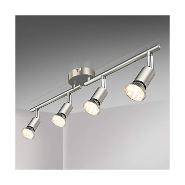 Defurhome LED Ceiling Light Rotatable 4-Bulb LED Spotlight Ceiling Light Spotlight Modern Ceiling Spotlight for Kitchen, Living Room, Bedroom, Includes 4 x 3.5 W GU10 LED Bulbs (380 LM, Warm White)