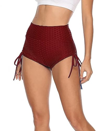 Image of Shasmi Women's Workout Yoga Shorts, High Waisted Drawstring Scrunch Booty Shorts Ruched Butt Lift Athletic Running Tights (Shorty 76)