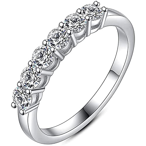 Yodewa Moissanite Wedding Band For Women 6 Real Moissanite Stone 925 Sterling Silver Hypoallergenic 0.6Ct Def Color Vvs Lab Created Diamond Anniversary Engagement Bands Ring Size 7 #TOP7