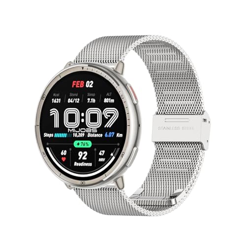 MIJOBS Watch Bands for Amazfit Active 2 /Active 20MM Metal Breathable Replacement Wristband Strap for Amazfit GTR mini/Bip U Pro/Bip 3/3 Pro/GTS/GTS 4/3/2 Women Men