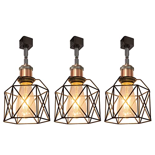 Kivenhsystemtracklightingheadsvintageloftdesigntracklightingheadswithflexiblelightarmblackbasketcagetrackmountlightforkitchenislandshopbarcopperredsocket3pack  Urban Country Home Decor Kiven h system track lighting heads vintage loft design track lighting heads with flexible light arm black basket cage track mount light for kitchen island shop bar copper red socket 3 pack  urban country home decor
