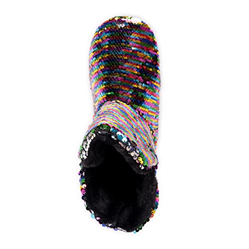 Muk Luks Betsey Johnson Women's Novelty Slipper Boot, Rainbow/Sequins, Medium #TOP1