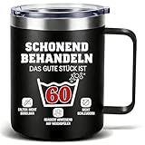 60 Geburtstag Mann Thermobecher 350ml，Vater Geburtstagsgeschenk Für Männer，Lustige Geschenke Für Männer Papa Kollege Geschenk zum 60 Geburtstag Mann