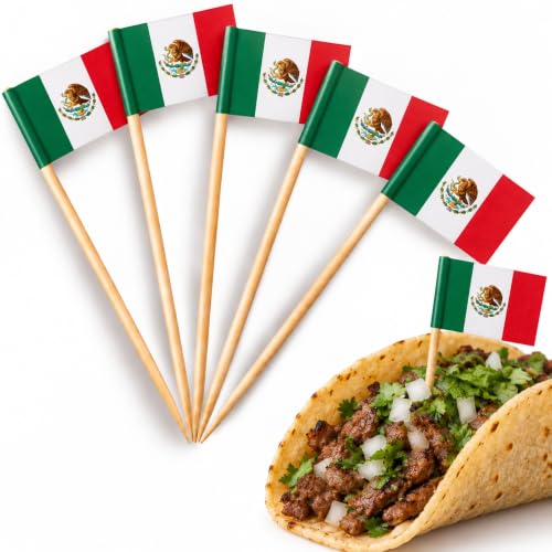 100 Palillos con Banderas de Mexico, Palillos de Madera Paises