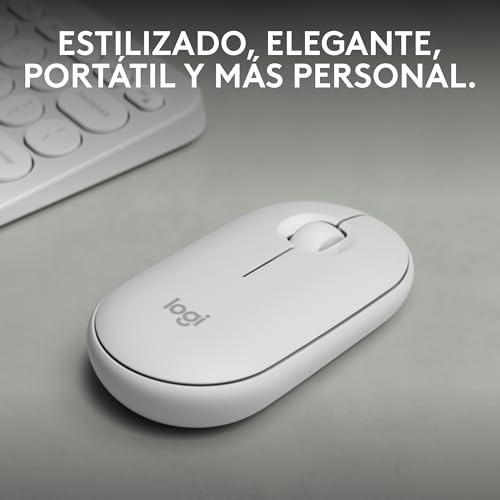 Miniatura 2 de Logitech Pebble Mouse 2 M350s, Estilizado Ratón Inalámbrico Bluetooth, Ligero, Personalizable, Clics Discretos, Easy-Switch, Windows, Macos, Ipados, Android, Chromeos - Blanco