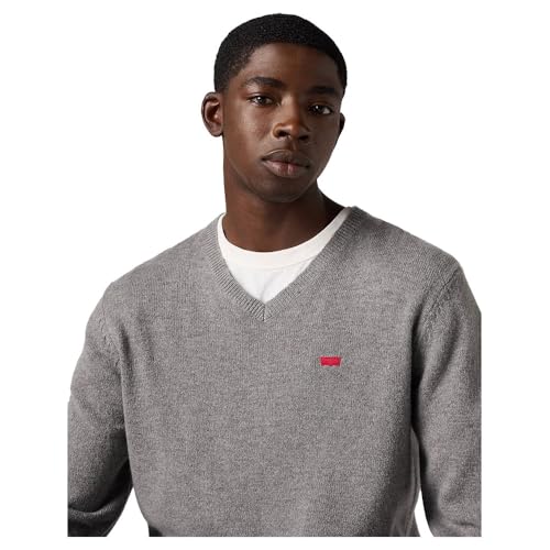 Levi's V Neck Hm Sweater Pullover, Mid Tone Grey Heathe, S Uomo - 2