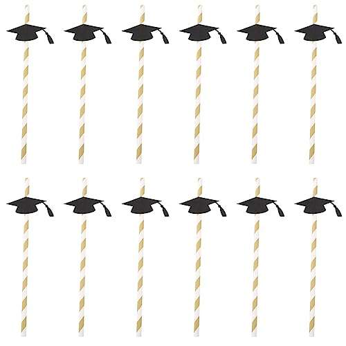 Pitillos de Papel con Gorra de Graduación Pack 12 Negro