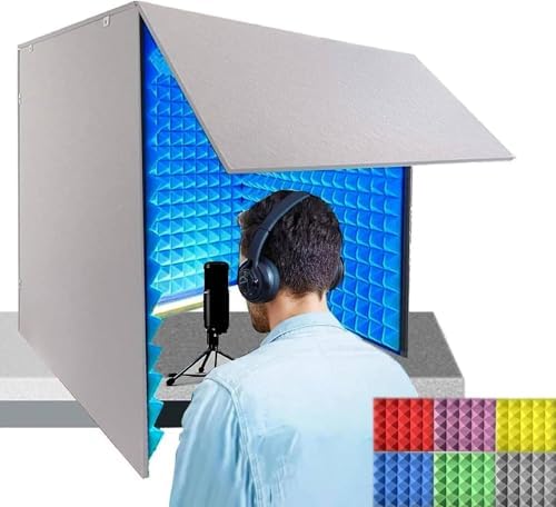 Portable Soundproof Recording Booth, Foldable Desktop Acoustic Cover, Dense Foam Insulation for Home Office & Studio, Green 60x60 cm – Ideal for Professional Sound Quality