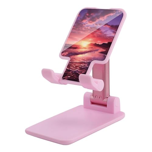 Support de téléphone rose double pliage et réglable en hauteur universel