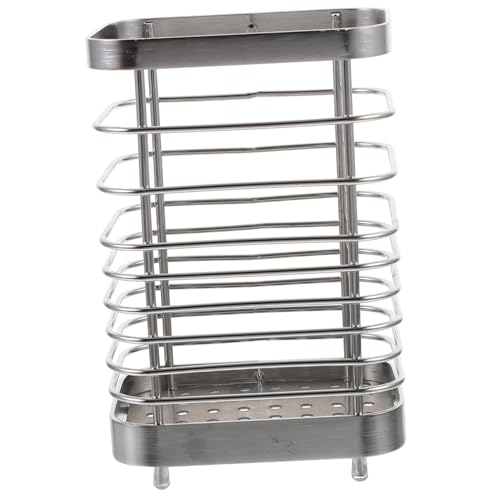 IMIKEYA 掛け式ステンレス製箸立て 大容量水切り可能キッチン小物収納ホルダー スプーンフォーク兼用 省スペースで清潔キッチン用器具収納