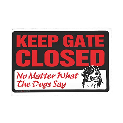 Drapeau de jardin humour chien Keep Gate Closed grand format 152x244 cm - 6