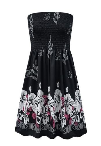 Image of Zyyfly Summer Strapless Dress for Women Tube Top Sundress Casual Beach Cover Ups
