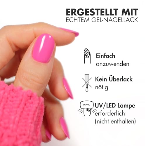 MOYOU LONDON Halbgehärtete UV Gel Strips - 20 Stück - Gel-Nagelfolien UV Härtend für Maniküre in Salonqualität - Pinky Promise
