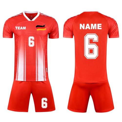 Camisetas de fútbol personalizadas para jóvenes, hombres, mujeres, adultos, niños, uniforme de equipo de fútbol personalizado con el nombre del número y logotipo del equipo, 4-rojo, S