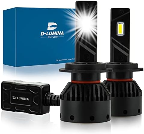 D-Lumina H1 LED Headlight Bulb, 2×45W 16000 Lumens 6500K 500% Super Bright White LED Headlight Conversion Kit, IP68 Waterproof, Plug and Play, External Driver, Canbus Anti-Radio Interference, 2 PCS