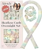 Kitsch Satin Heatless Curlers Set – Heatless Curls Overnight with Hair Curler & 2 Satin Scrunchies – Comfortable Hair Curlers to Sleep In for Frizz-Free, No Heat Damage Styling - Aura