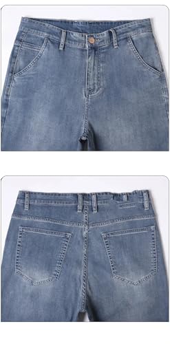 Men's Mid-Rise Jeans, Summer Thin Straight Pants, Multi-Pocket Business Casual Pants3