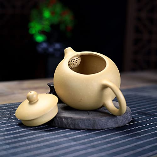 Image of Xishi Teapot 7oz Chinese Zisha Clay Pot Ceramics Purple Sand Mud Kungfu Tea Set Kettle Spherical Filter (Yellow)