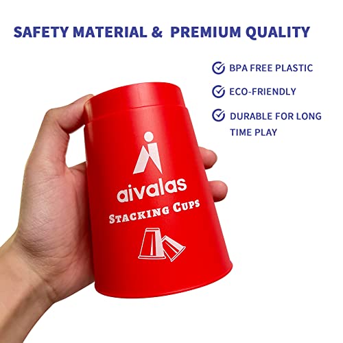 Aivalas Stacking Cups, Quick Stack Cups Game With 12 Pcs Stacking Cups & Durable Carry Bag, Classic Stacking Games For Kids Adults Family(Red) #TOP2