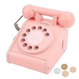 [Design vintage] Captivant téléphone à cadran en bois rose avec une esthétique rétro, parfait pour que les enfants explorent et apprennent grâce à des jeux imaginatifs.
