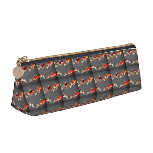 GUOLGP Estuche para lápices tradicional con estampado de carpas koi con lunares, gran capacidad, 8.3 x 2.2 x 2.4 pulgadas, bolsa triangular Daily Essentials